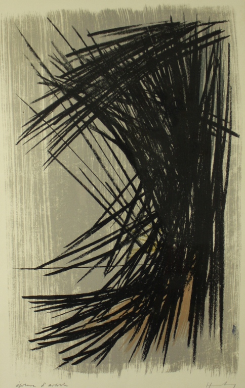 Hans Hartung, kleurenlitho, 'L 11', 1957 verkocht voor € 899!