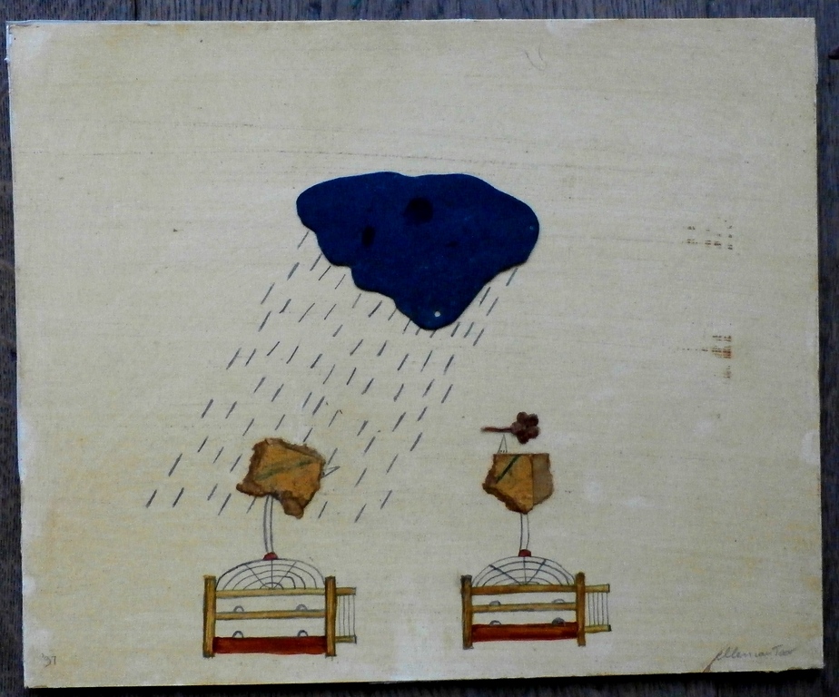 Ellen van Toor - gemengde techniek: collage/tekening/ gouache op board - 1997 kopen? Bied vanaf 50!