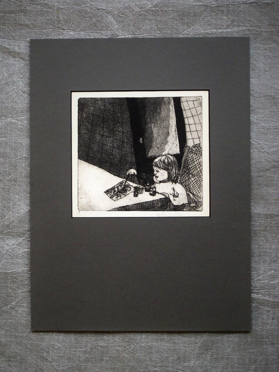 Hoogwaardige omstreeks 1960 droge naald Ets "Watercolor Child" gesigneerd   kopen? Bied vanaf 1!