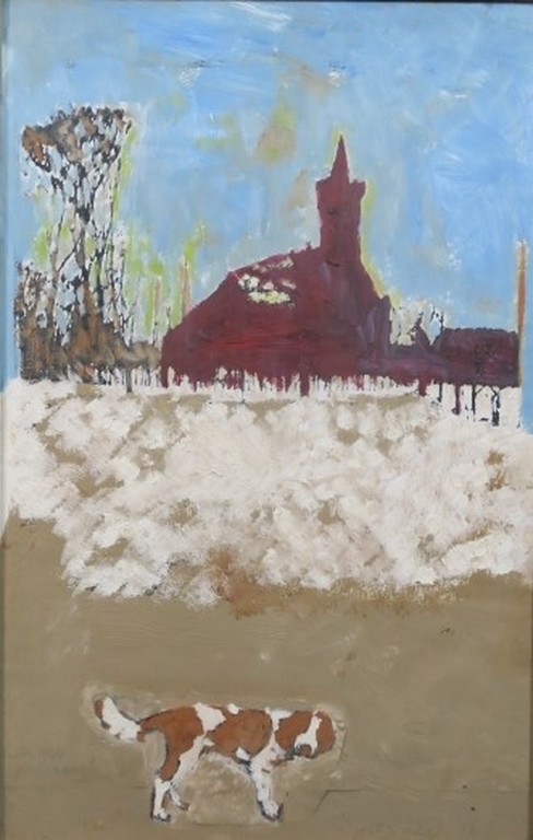 Meertje Kaal: Olieverf en Collage op papier, Winter 1944 in Wormer - Ingelijst kopen? Bied vanaf 35!