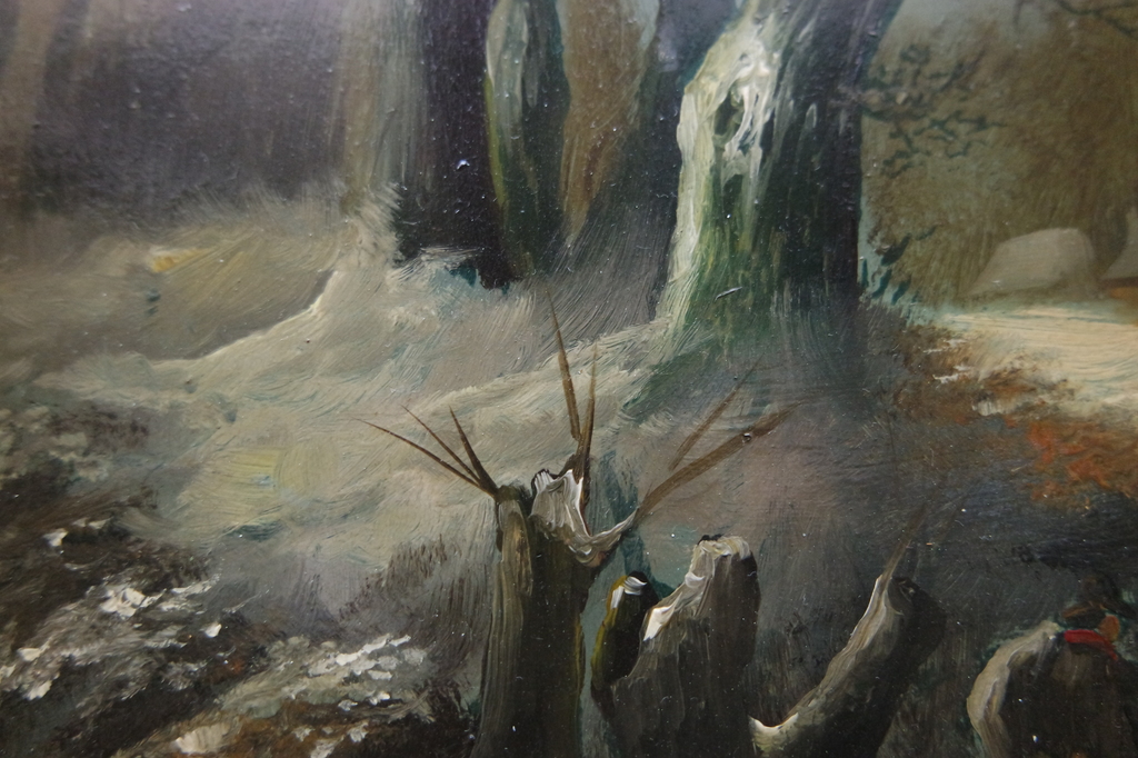 Hollandse school: olieverf op paneel , winterlandschap kopen? Bied vanaf 145!