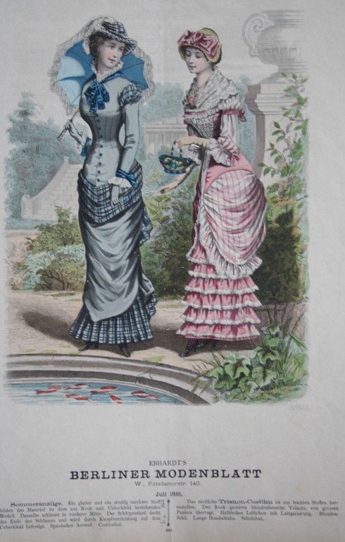 2 lithografieen - Frans en Duitse mode - circa 1880 / 1985 kopen? Bied vanaf 1!