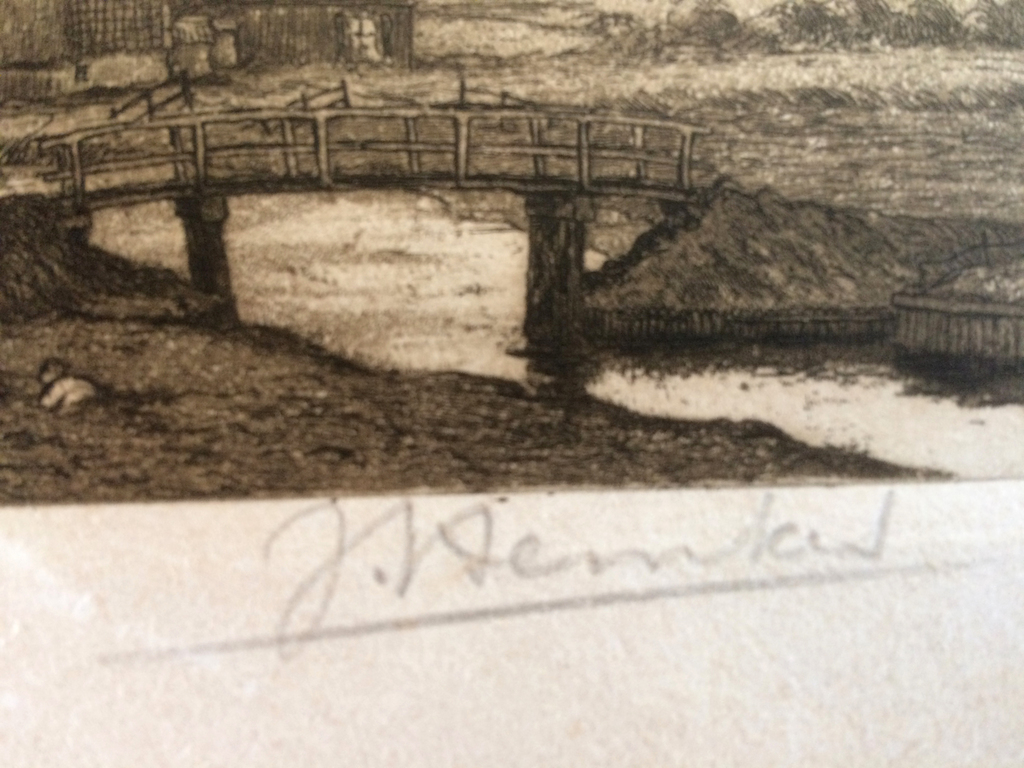 Johan Hemkes, ets, Langs de Friesche zeedijk kopen? Bied vanaf 40!