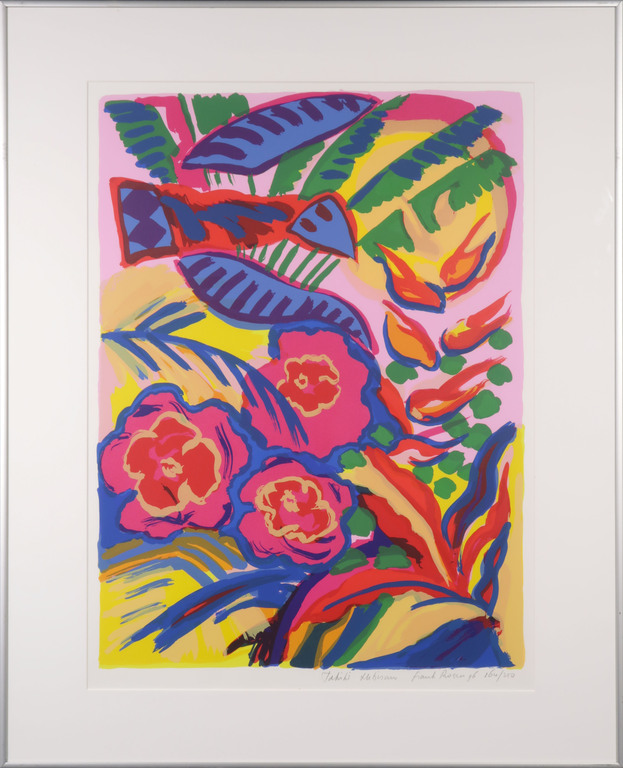 Frank Rosen: Zeefdruk, Tahiti hibiscus - Ingelijst kopen? Bied vanaf 20!
