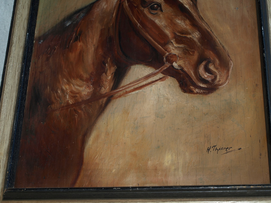 HERMANN THIERER (1882-?)–Olieverf –Paardenportret–Gesigneerd & ingelijst–ca 1930 kopen? Bied vanaf 1!