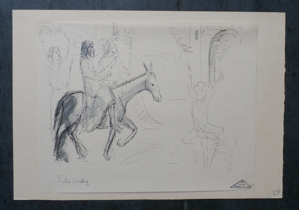 Lodewijk Schelfhout - Tekening - Palmzondag - jaren 30 kopen? Bied vanaf 60!