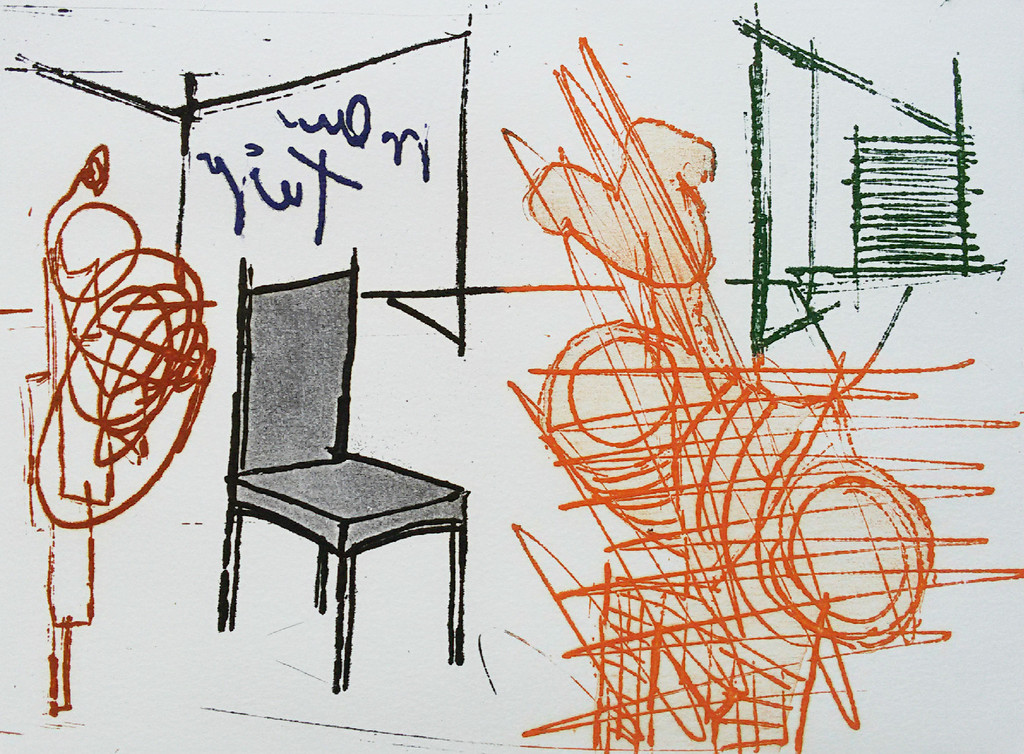 Constant - De stoel II, aquatint ets (mooi ingelijst) verkocht voor € 295!