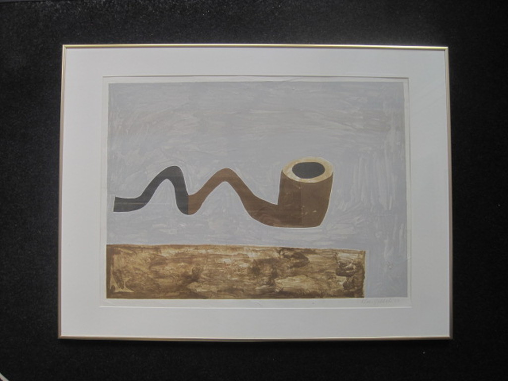 Klaas Gubbels grote litho "bruine pijp" 1984 gesigneerd  kopen? Bied vanaf 1!