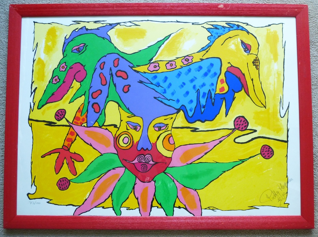 Patty Harpenau, grote  zeefdruk: Got birds on my mind, handgesigneerd , 1992 kopen? Bied vanaf 150!