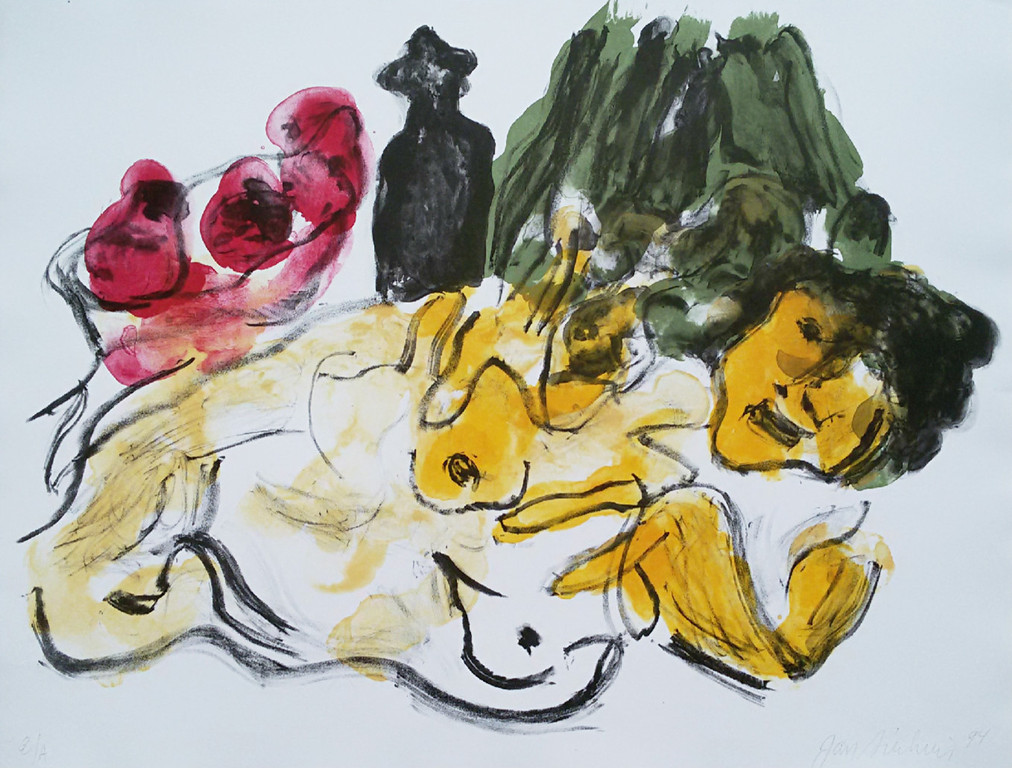 Jan Sierhuis - Liggend naakt, litho verkocht voor € 80!