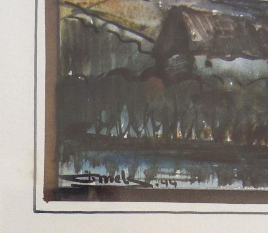 Jacques Mels 1899-1974= Limburgs landschap uit 1944= aquarel kopen? Bied vanaf 50!