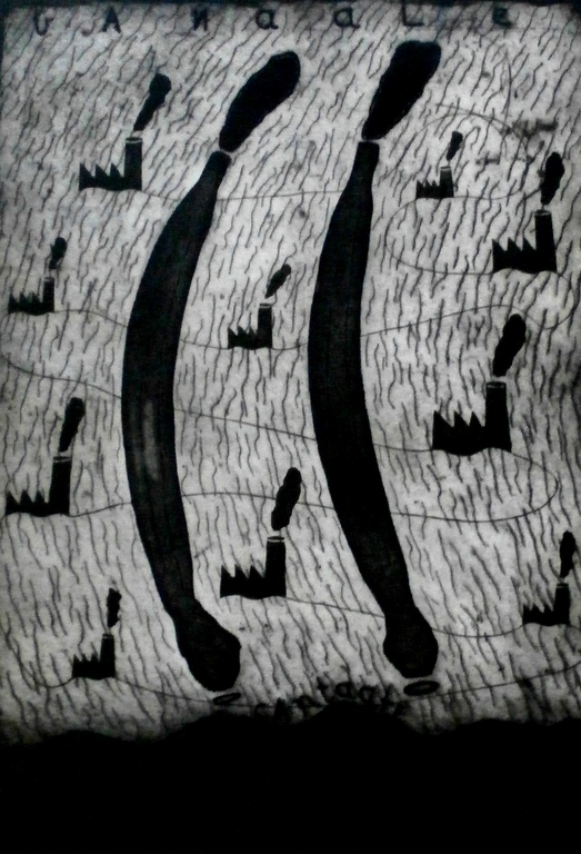 Jan Schoenmakers - grote ingelijste ets - 1986 verkocht voor € 49!