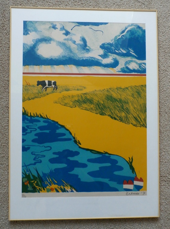 Jan Cremer - ingelijste litho: Hollands landschap voor de regen - 1971 - opl: 80 kopen? Bied vanaf 275!