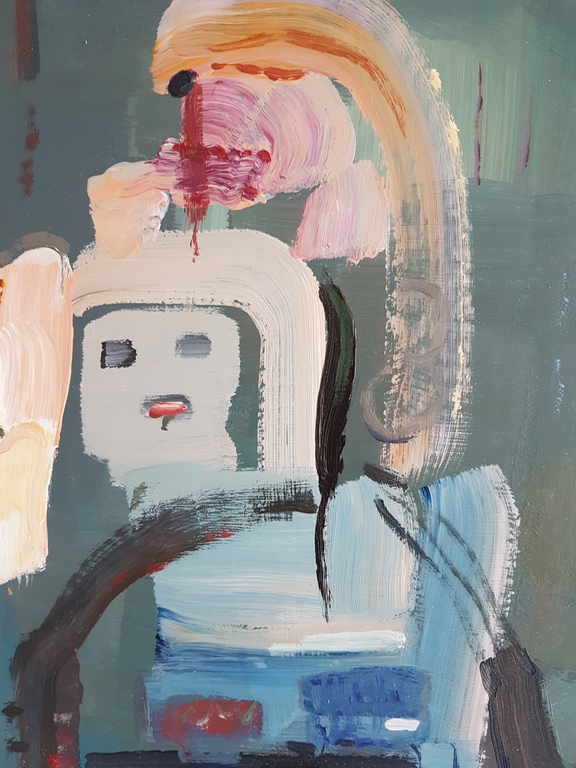 Jo van Wiggen (1922-2008) - acryl op board - abstracte voorstelling kopen? Bied vanaf 1!