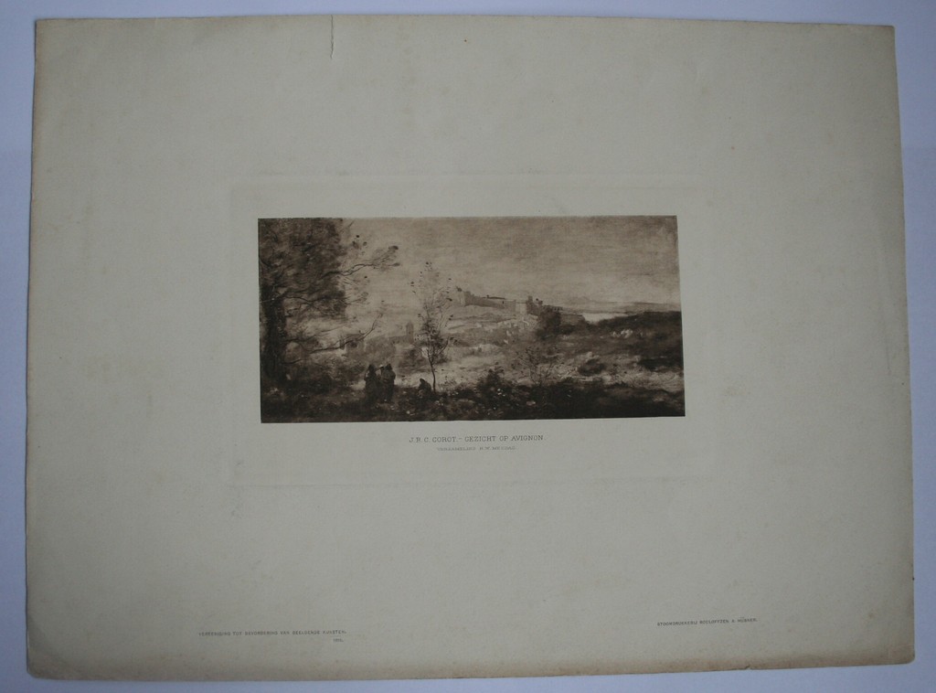 Kunstenaar onbekend - gravure - J.B.C. Corot gezicht op Avignon - 1895 kopen? Bied vanaf 1!