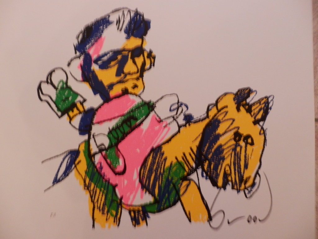 HERMAN BROOD GROTE  HANDGESIGNEERDE ZEEFDRUK  MAN EN PAARD verkocht voor € 80!