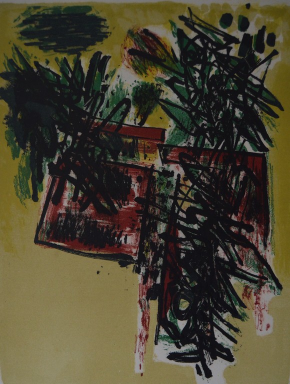 Corneille: Kleurenlitho, Vol d'oiseaux au printemps - 1960 - ingelijst kopen? Bied vanaf 345!