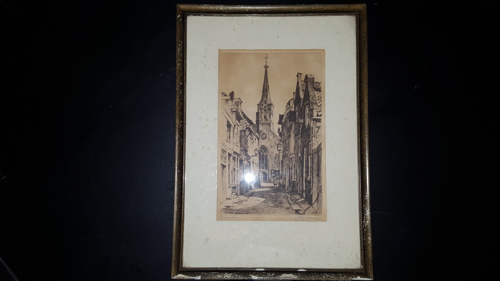 H. Roodenburg - ets, Bloempotsteeg Gorinchem '24, handgesigneerd kopen? Bied vanaf 39!