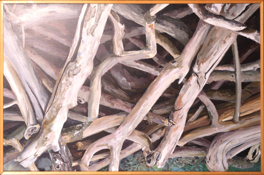Paul van Wierst: Acryl, Dood hout - Ingelijst verkocht voor € 55!
