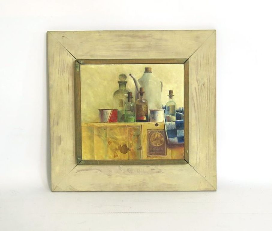 Ben Snijders, olieverf op paneel: Stilleven 'flesjes' kopen? Bied vanaf 150!