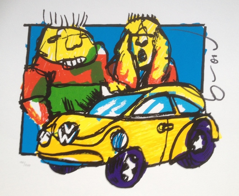 Herman Brood - VW Beetle - gesigneerde zeefdruk - oplage 200 ex.  kopen? Bied vanaf 1!