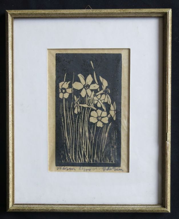 6 x lino/houtsnede o.a. een houtsnede van Jac de Beer, Bloemen kopen? Bied vanaf 20!