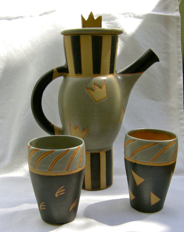 Regina Jensen, keramische thee-/koffiepot met 2 bekers kopen? Bied vanaf 50!