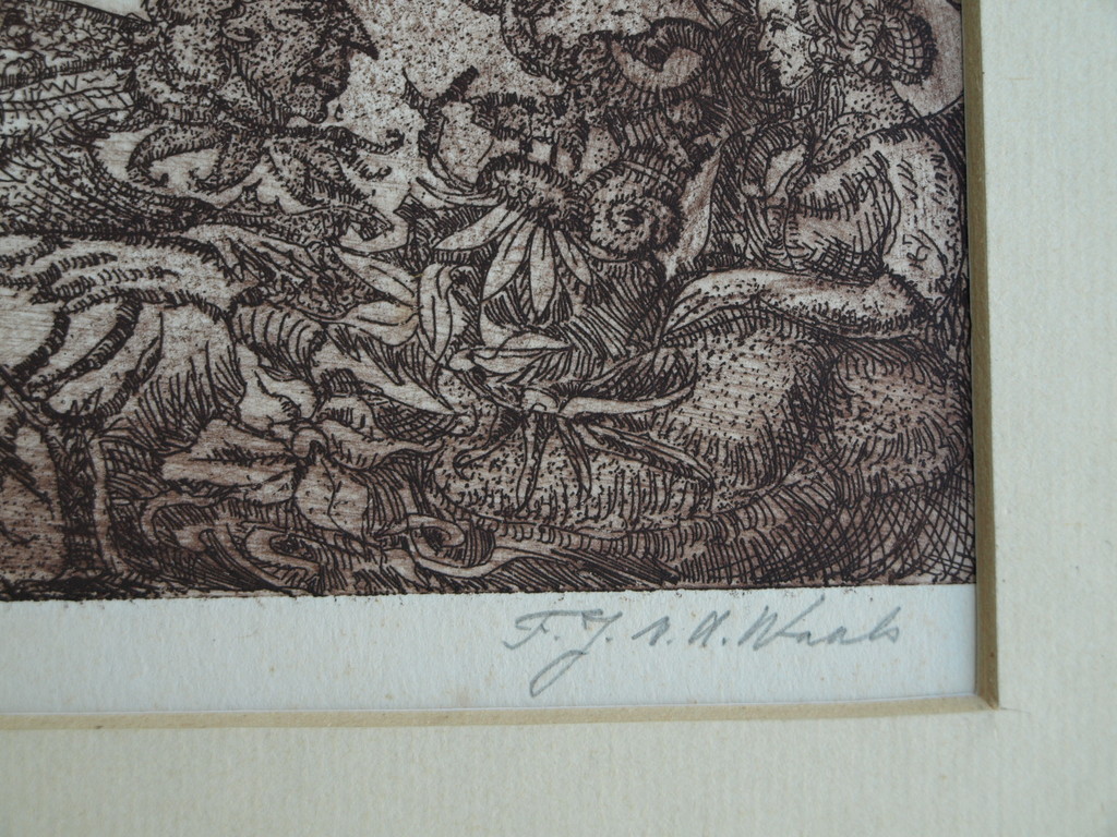 Fredericus Johannus van der Waals : Ets, Droom van Fritsie – gesigneerd -ca 1977 kopen? Bied vanaf 1!