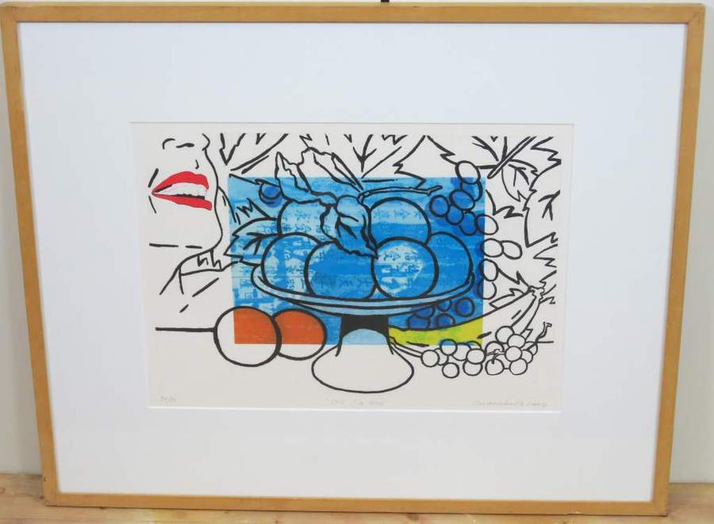 Maria Luisa Sanz: Gemengde Druktechniek, Still life blue - Ingelijst kopen? Bied vanaf 70!