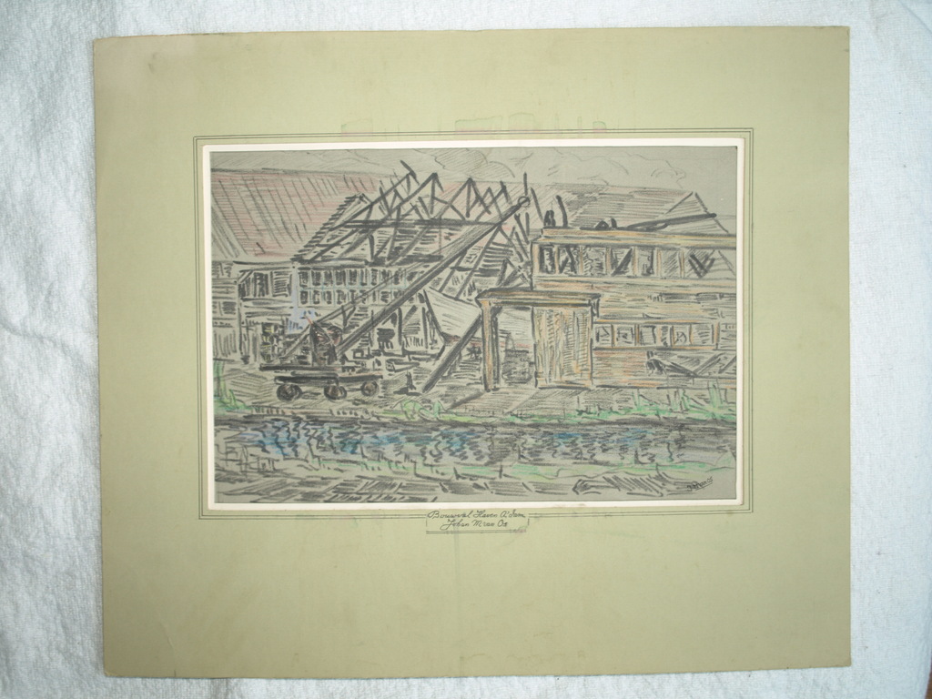 Johan van Os – Oude tekening – Bouwval haven Amsterdam – Gesigneerd – ca 1950 kopen? Bied vanaf 1!