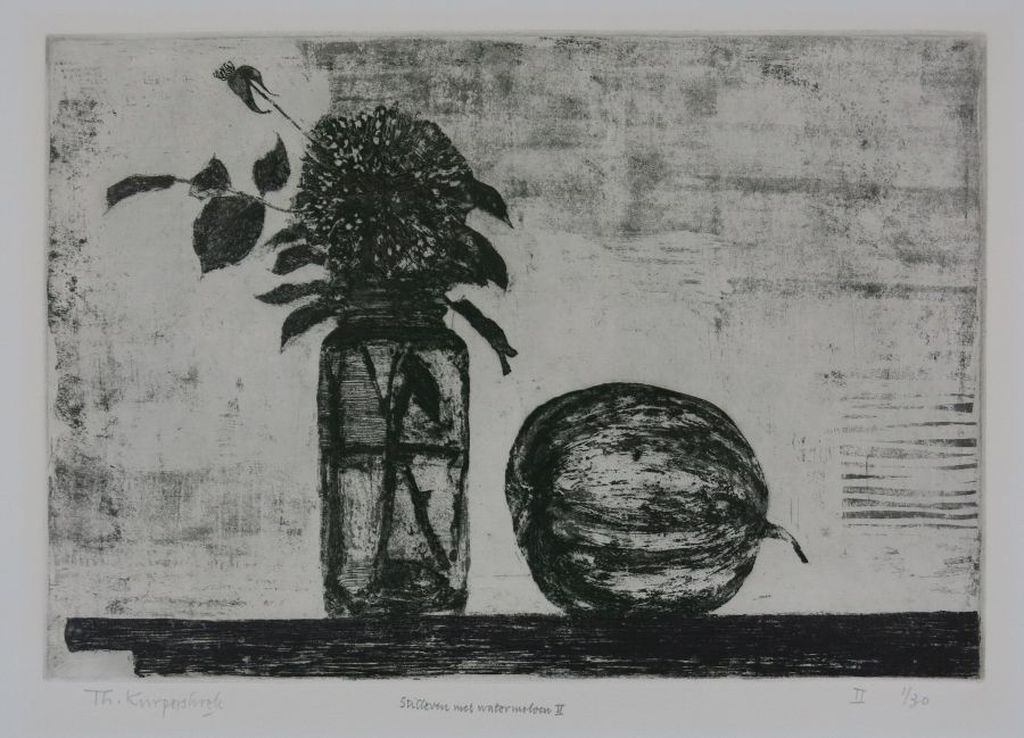 Theo Kurpershoek: Ets, Stilleven met watermeloen II kopen? Bied vanaf 1!