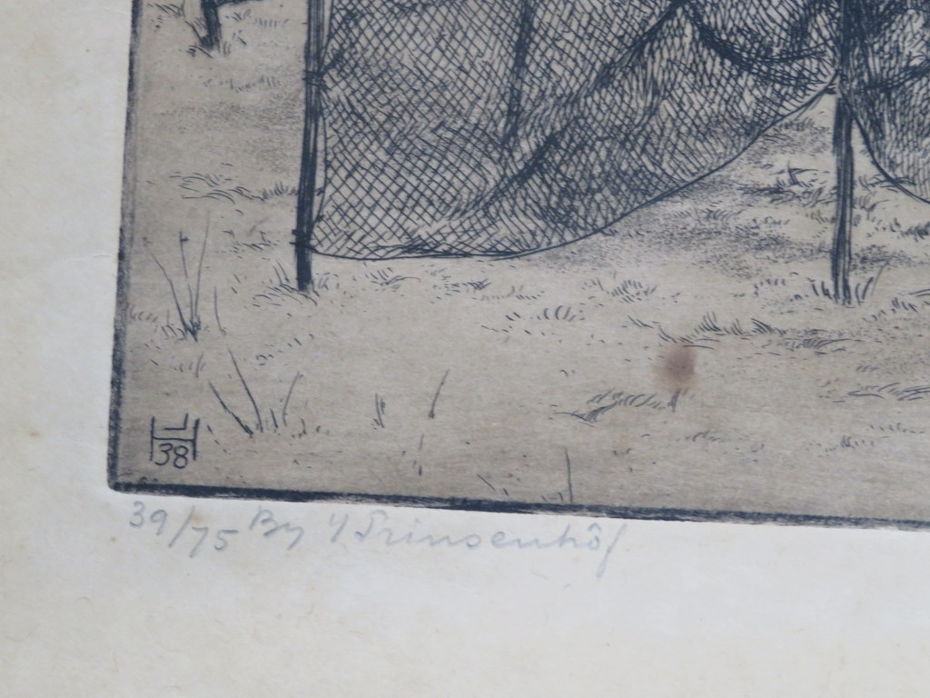 Johan Hemkes - Ets - Bij 't Prinsenhof kopen? Bied vanaf 1!