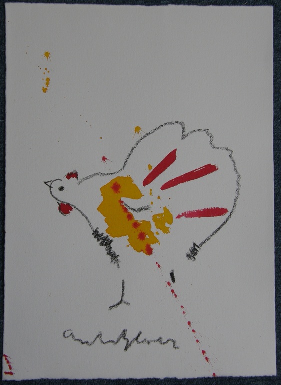 Anton Heyboer: kip, gemengde techniek verkocht voor € 145!