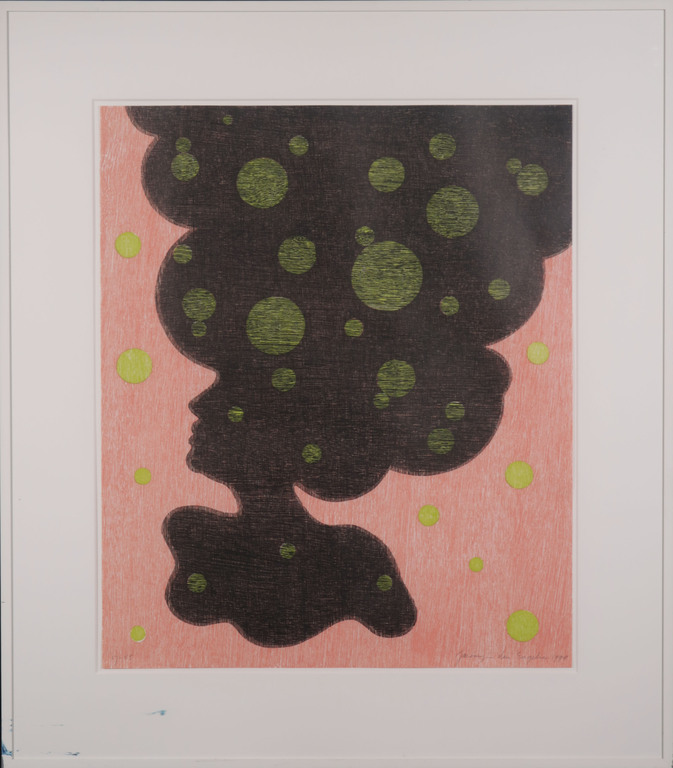 Jacomijn den Engelsen: Houtsnede, Afro (rood) - Ingelijst kopen? Bied vanaf 35!