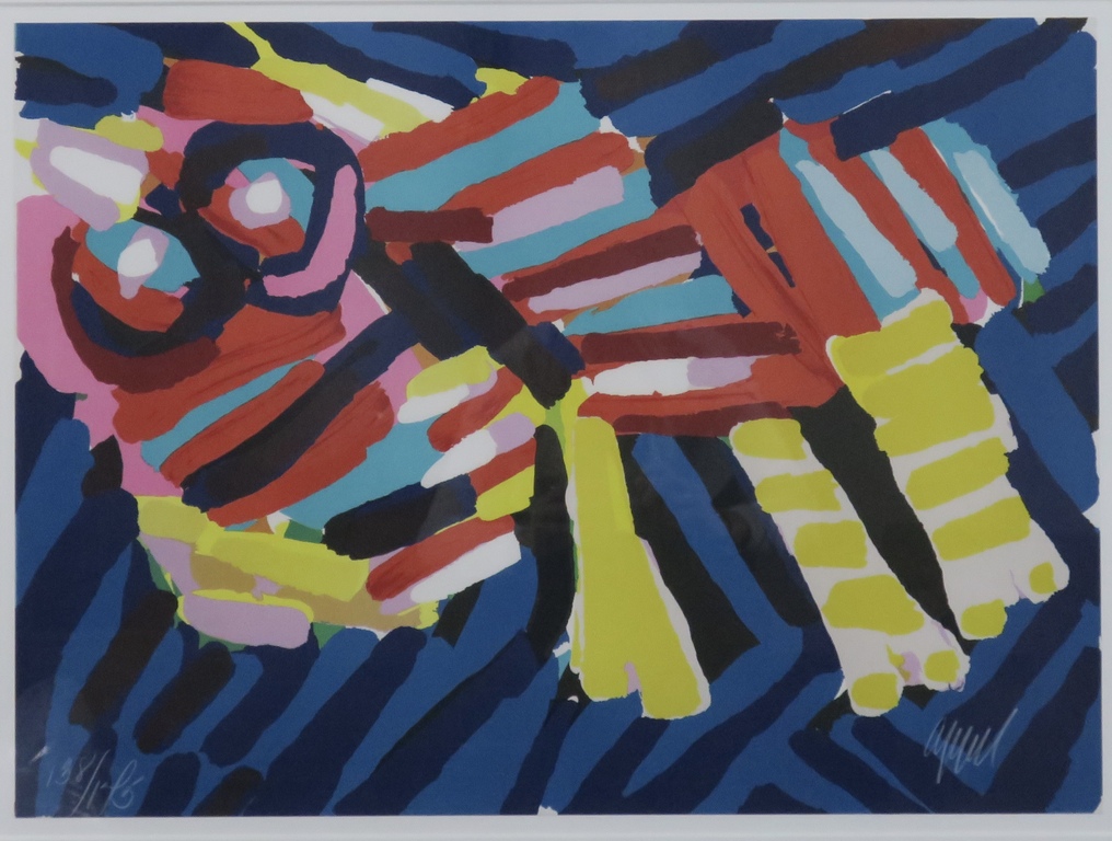 Karel Appel: Zeefdruk, Head like an animal - Ingelijst (Groot) kopen? Bied vanaf 500!