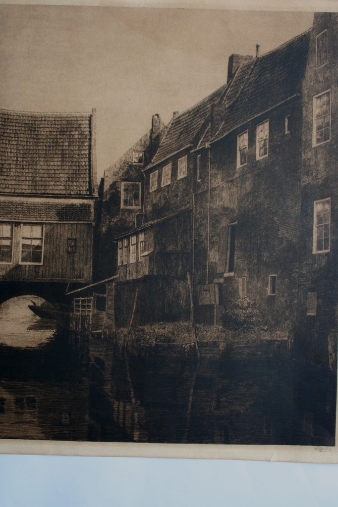 Dirk Harting - grote ets van Enkhuizen - gesigneerd kopen? Bied vanaf 40!