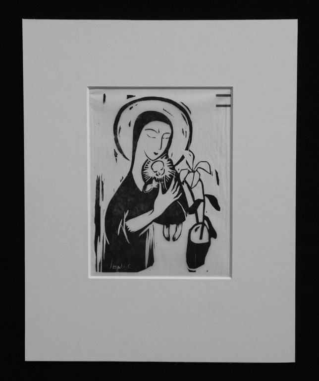 Joan Collette (J.N. Collette 1889-1958), houtsnede, Madonna met kind kopen? Bied vanaf 35!