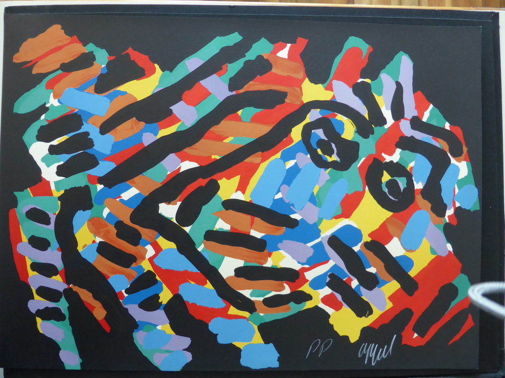 Heel mooie litho/zeefdruk beest streepjesperiode Verkocht Kunstveiling.nl