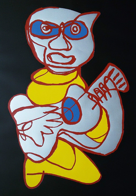 Karel Appel - Cool Hand Luke, zeefdruk (ingelijst, groot) verkocht voor € 1100!