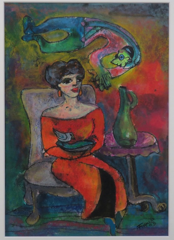 Franca Muller Jabusch: Gouache op papier, Geest uit de fles - Ingelijst kopen? Bied vanaf 60!