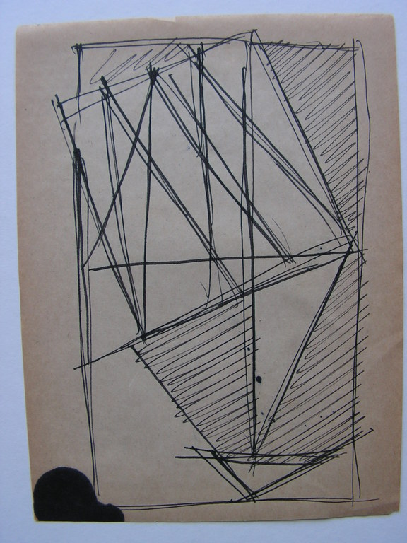 Siep van den Berg  -  inkt tekening op papier - geometrische voorstelling kopen? Bied vanaf 1!