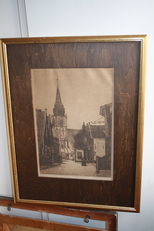 Cor Keus  - STRAATJE met VISSERVROUW SCHEVENINGEN ets kopen? Bied vanaf 25!