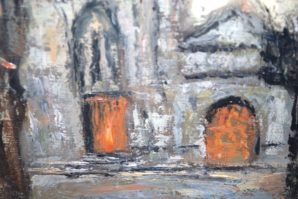 Franse stad - olieverf op doek uit 1965 met initialen FW kopen? Bied vanaf 25!