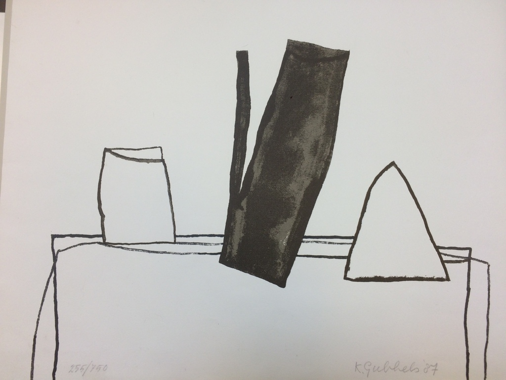 Klaas Gubbels, zwarte kan, in prima conditie uit 1987 met houten lijst kopen? Bied vanaf 290!