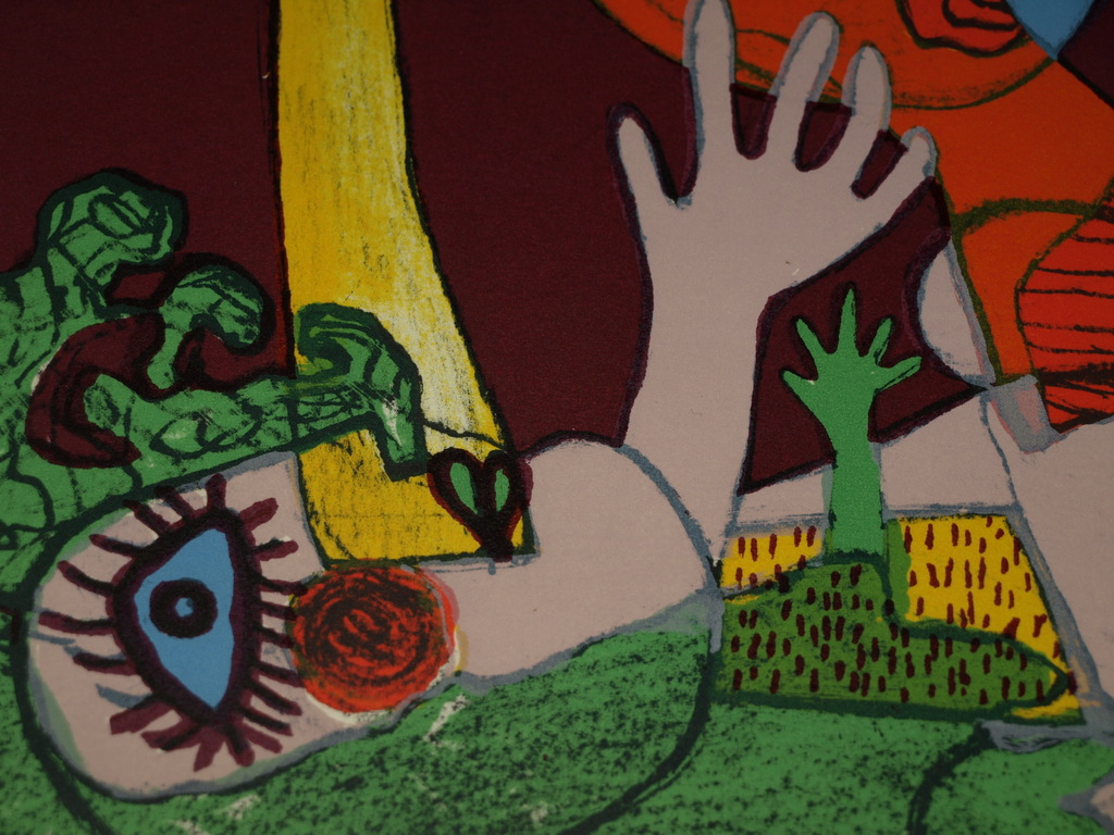 CORNEILLE : Litho,  'Femme et oiseau' – gesigneerd en ingelijst - 1978  kopen? Bied vanaf 125!