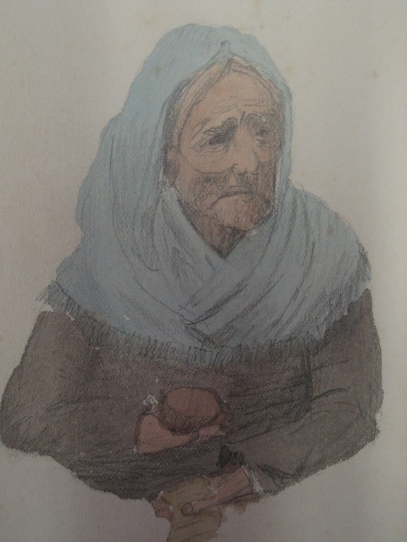 H.W.Mesdag 1831-1915 aquarel - oude vrouw - ongesigneerd - omstreeks 1880/1900 kopen? Bied vanaf 1!