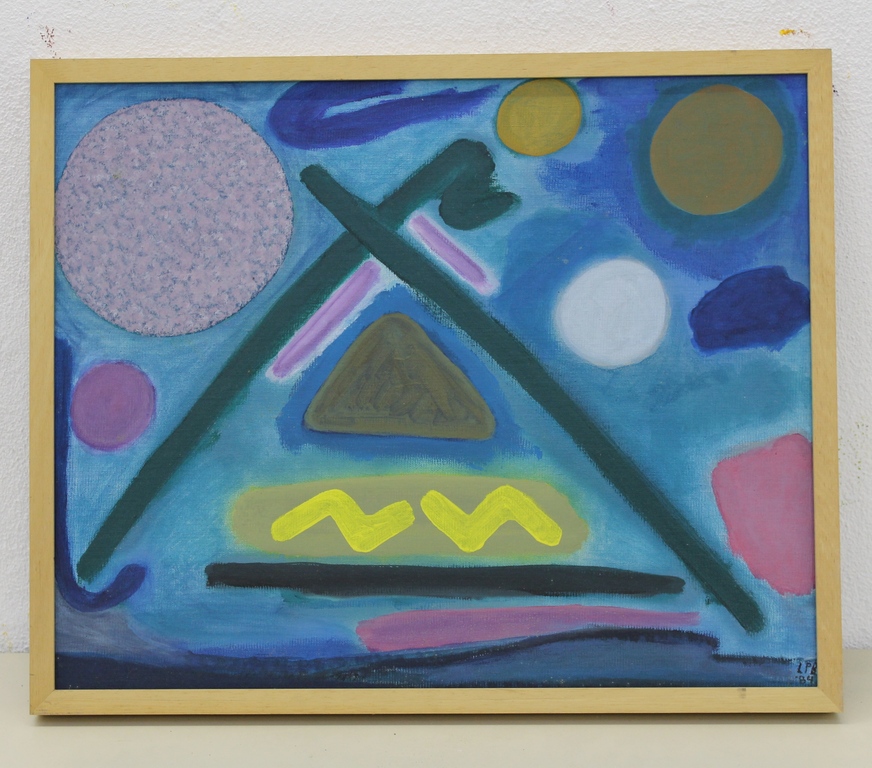 L.P. Boone: Schilderij met abstracte compositie, 1984 verkocht voor € 60!