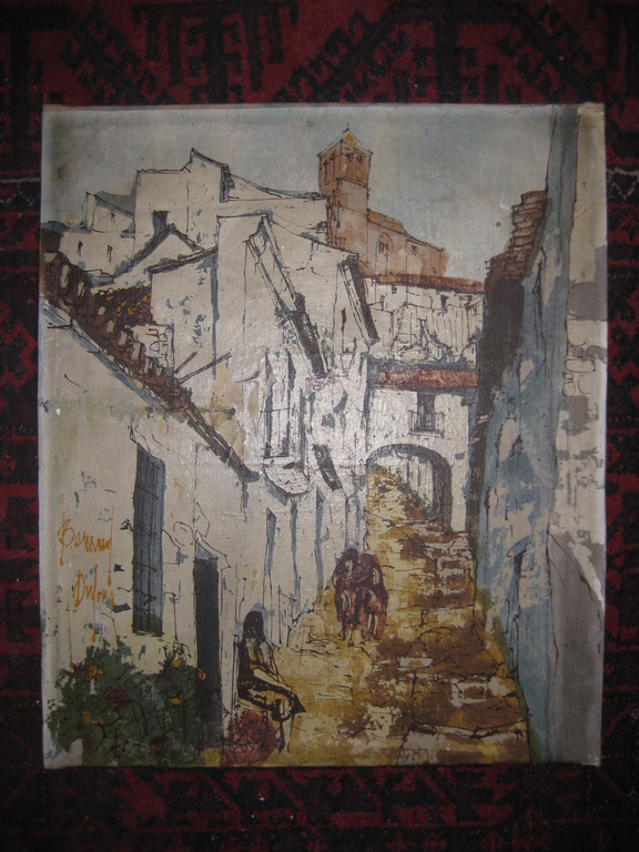 Bernard Dufour (1922) - Mediterraans straatje - olieverf kopen? Bied vanaf 1!
