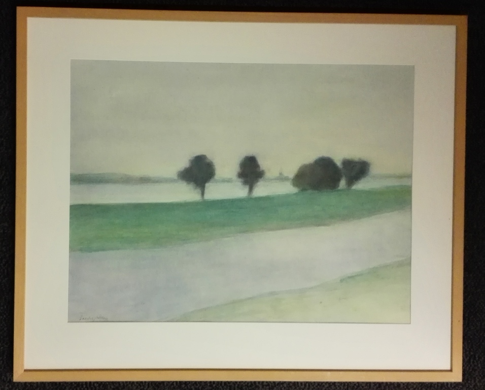 Pieter Giltay, Aquarel, Rivierenlandschap kopen? Bied vanaf 60!