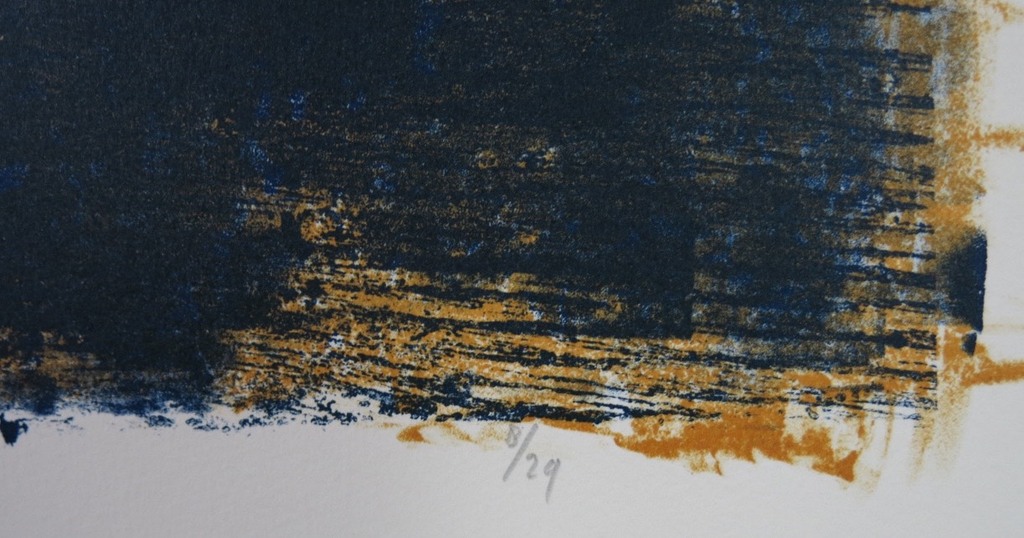 Klaas Hoek: Litho, Abstracte compositie met 2 bruine figuren kopen? Bied vanaf 1!